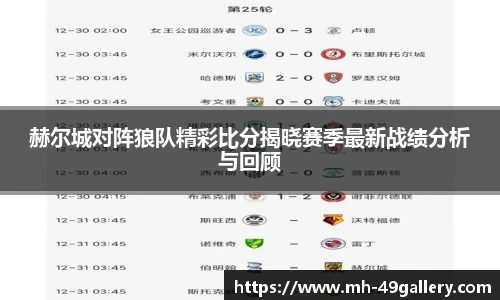 赫尔城对阵狼队精彩比分揭晓赛季最新战绩分析与回顾